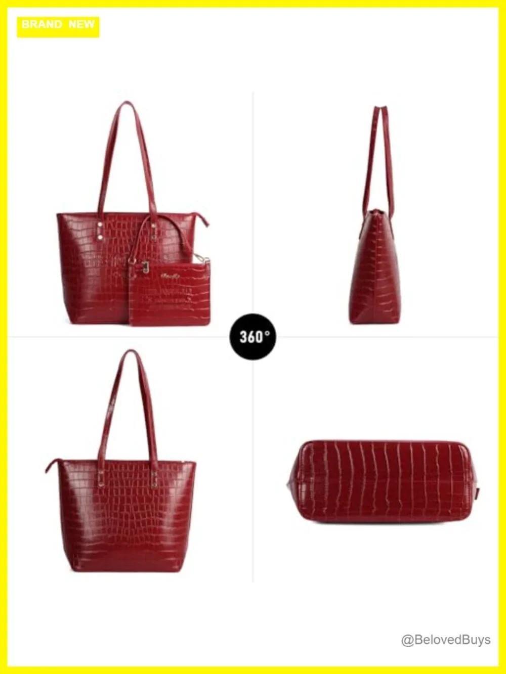 Medium Top Handle Tote Bag with Zipper, PU Leather
